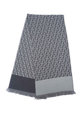 Fendi Authentic Vintage Monogram Wool Grey Scarf