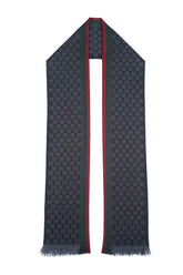 Gucci Authentic Logo Wool Dark Grey Scarf
