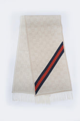 Gucci Authentic Logo Wool Ecru Scarf