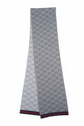 Gucci Authentic Logo Wool Grey Scarf