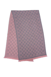 Gucci Authentic Logo Wool Pink Scarf
