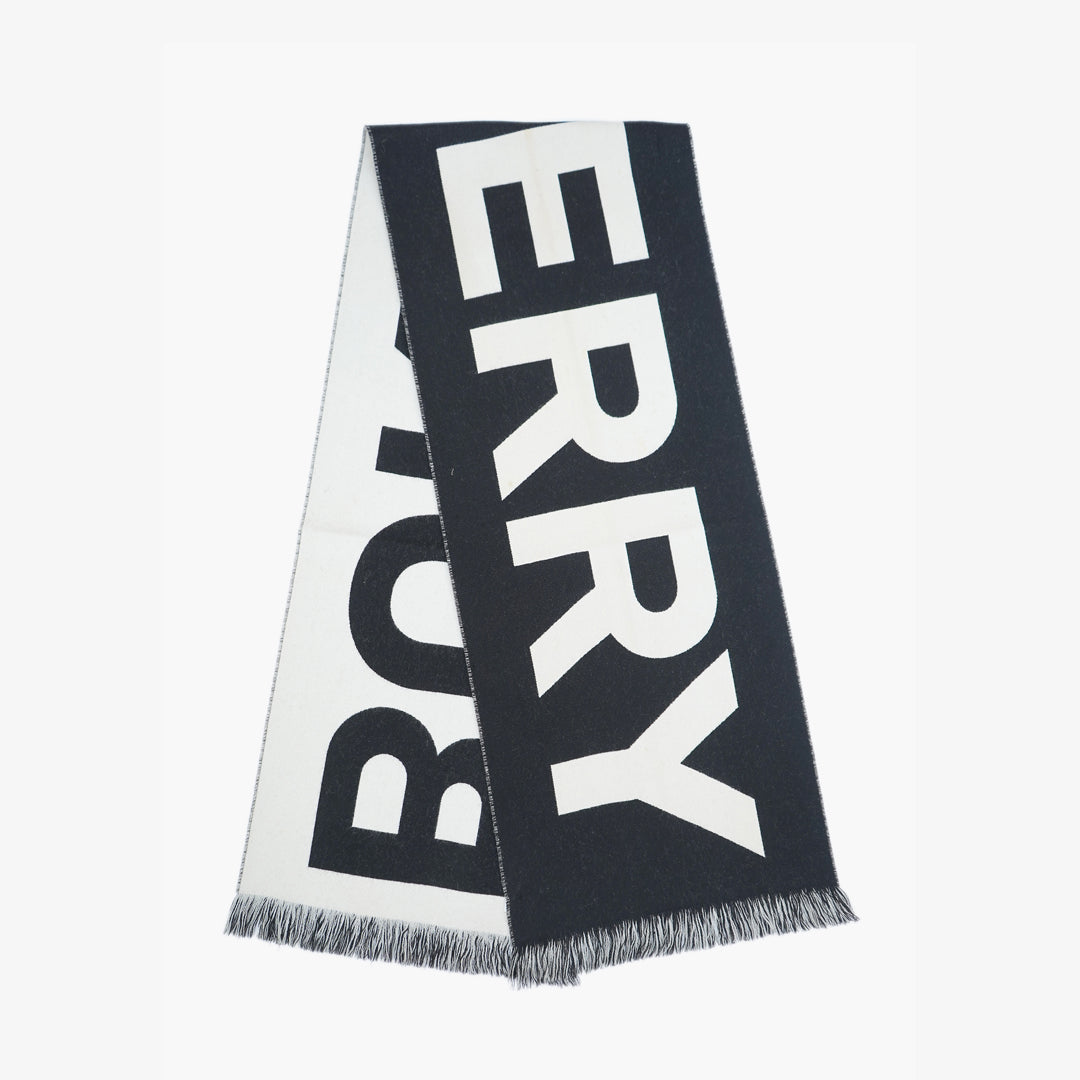 Burberry Wool Logo Print Pre-Loved Scarf