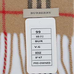Burberry Merino Wool Plaid Print Pre-Loved Scarf