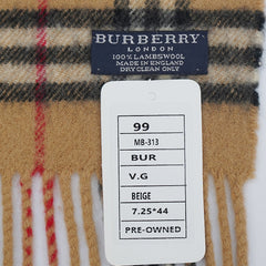Burberry Lambswool Plaid Print Pre-Loved Scarf