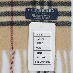 Burberry Lambswool Plaid Print Pre-Loved Scarf