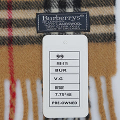 Burberrys Lambswool Plaid Print Pre-Loved Scarf