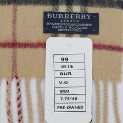 Burberry Merino Wool Plaid Print Pre-Loved Scarf