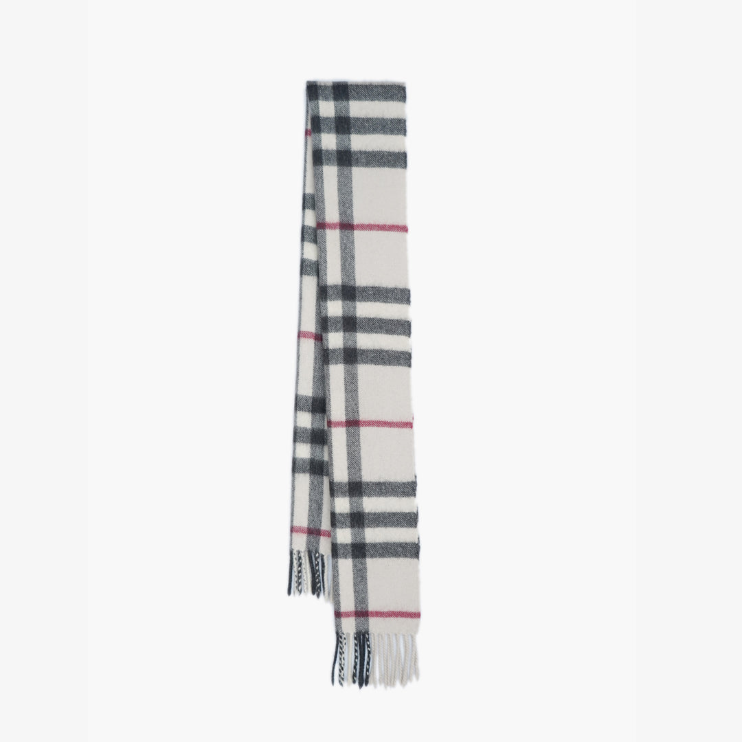 Burberry Cashmere Plaid Print Pre-Loved Scarf