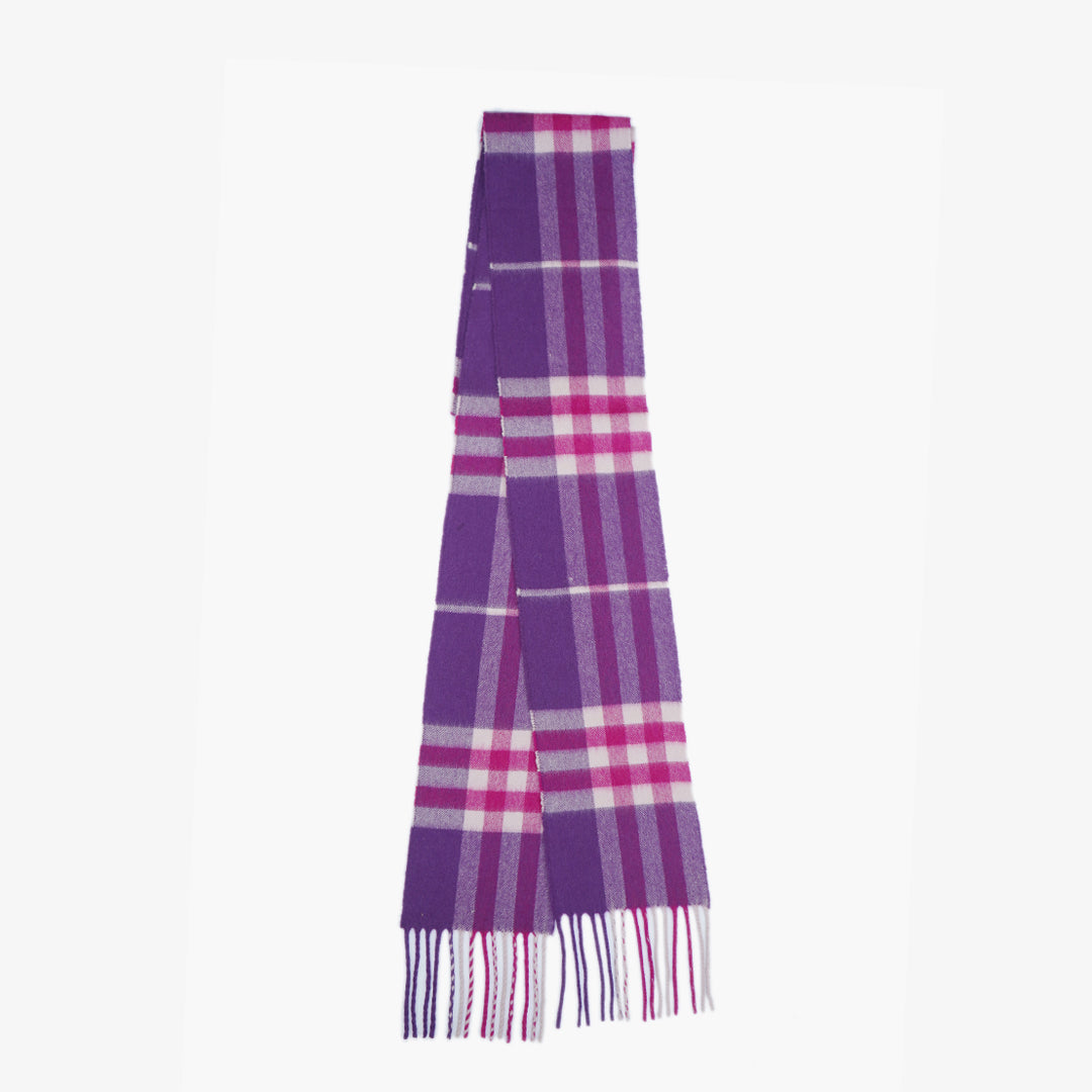 Burberry Cashmere Plaid Print Pre-Loved Scarf