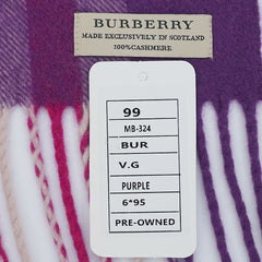 Burberry Cashmere Plaid Print Pre-Loved Scarf