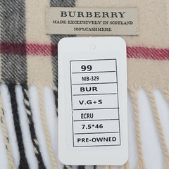 Burberry Cashmere Plaid Print Pre-Loved Scarf