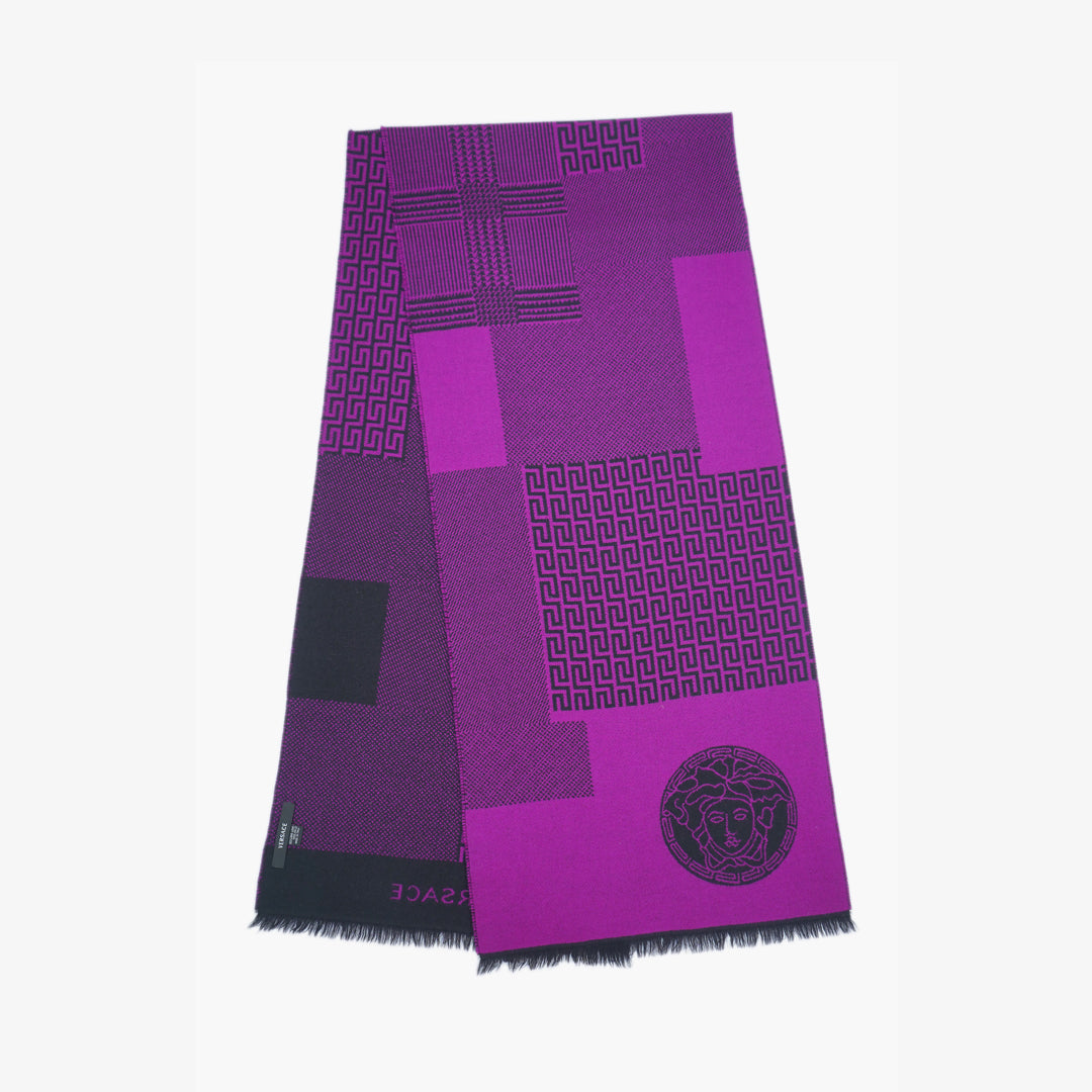 Versace Wool Monogram Printed Pre-Owned Scarf