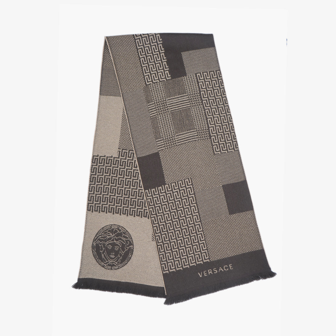 Versace Wool Monogram Printed Pre-Owned Scarf