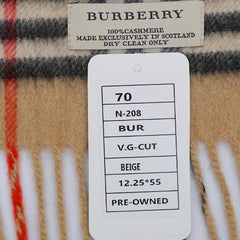 Burberry Cashmere Vintage Check Vintage Pre-Loved Scarf