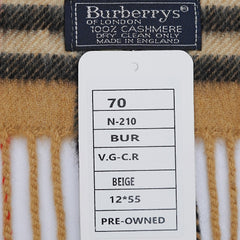 Burberry Cashmere Vintage Check Vintage Pre-Loved Scarf