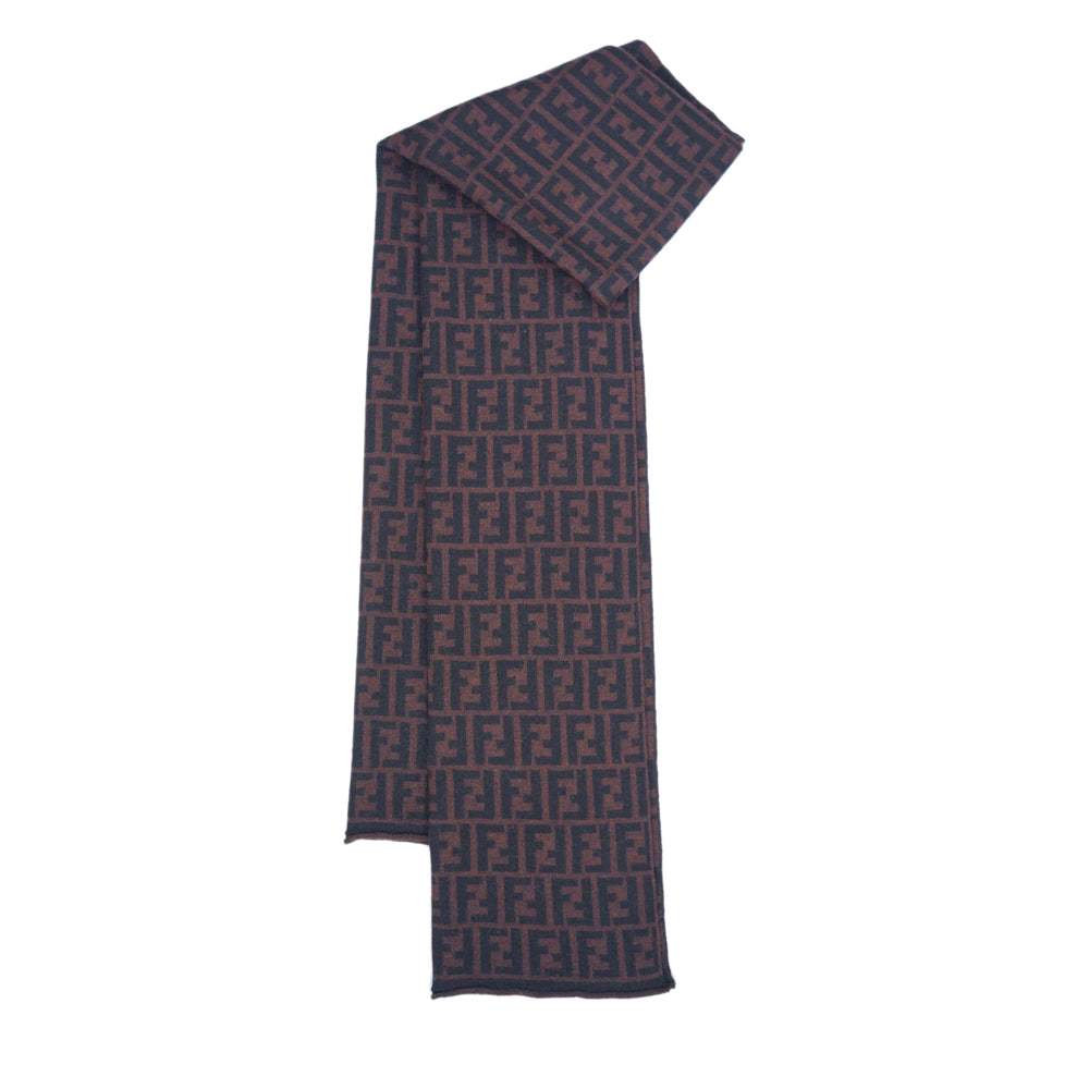 Fendi Wool Zucca FF Logo Print Pre-Owned Scarf