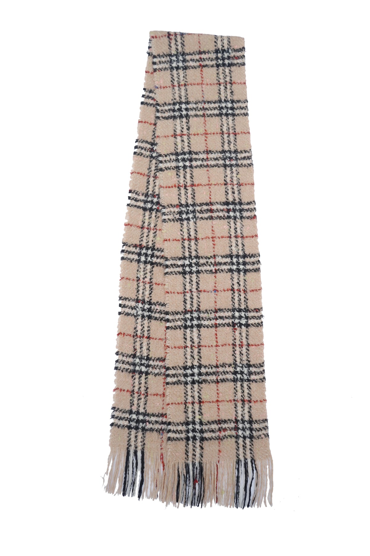 Check Wool Beige Scarf