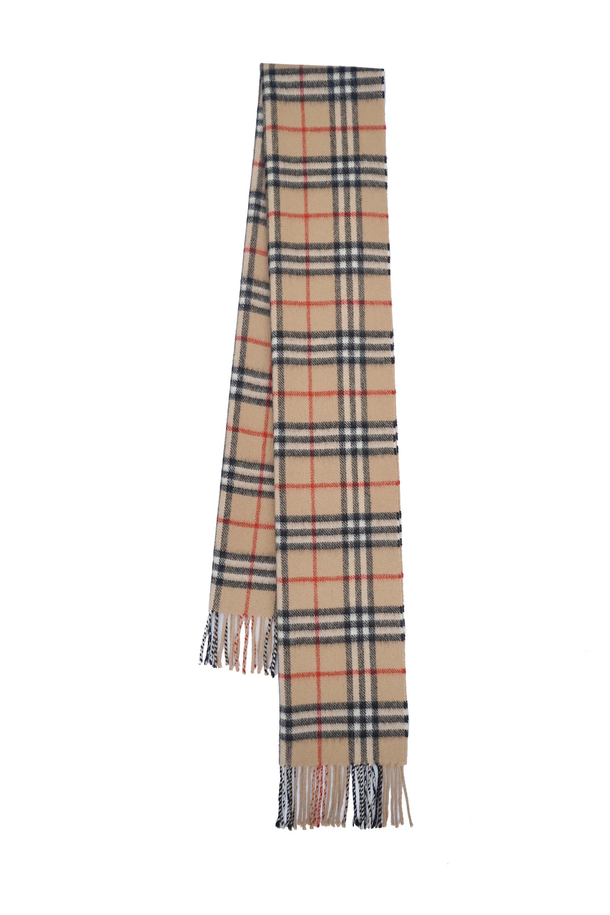 Check Lambswool Beige Scarf