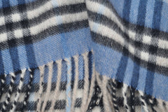 Check Cashmere Sky Blue Scarf