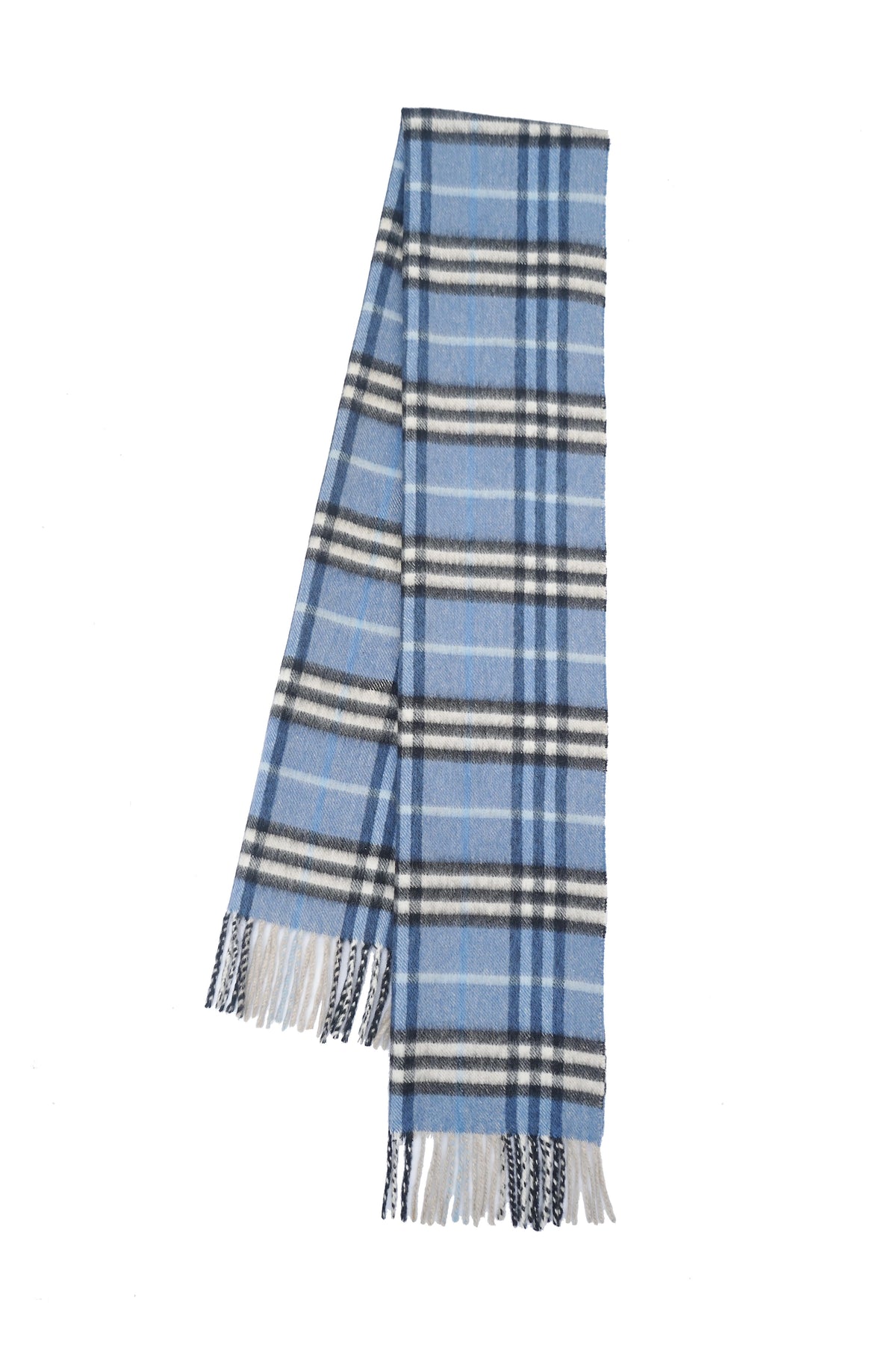 Check Cashmere Sky Blue Scarf