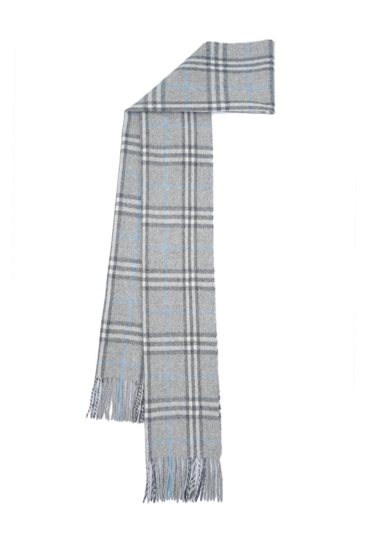 Check Merino/Cashmere Grey Scarf