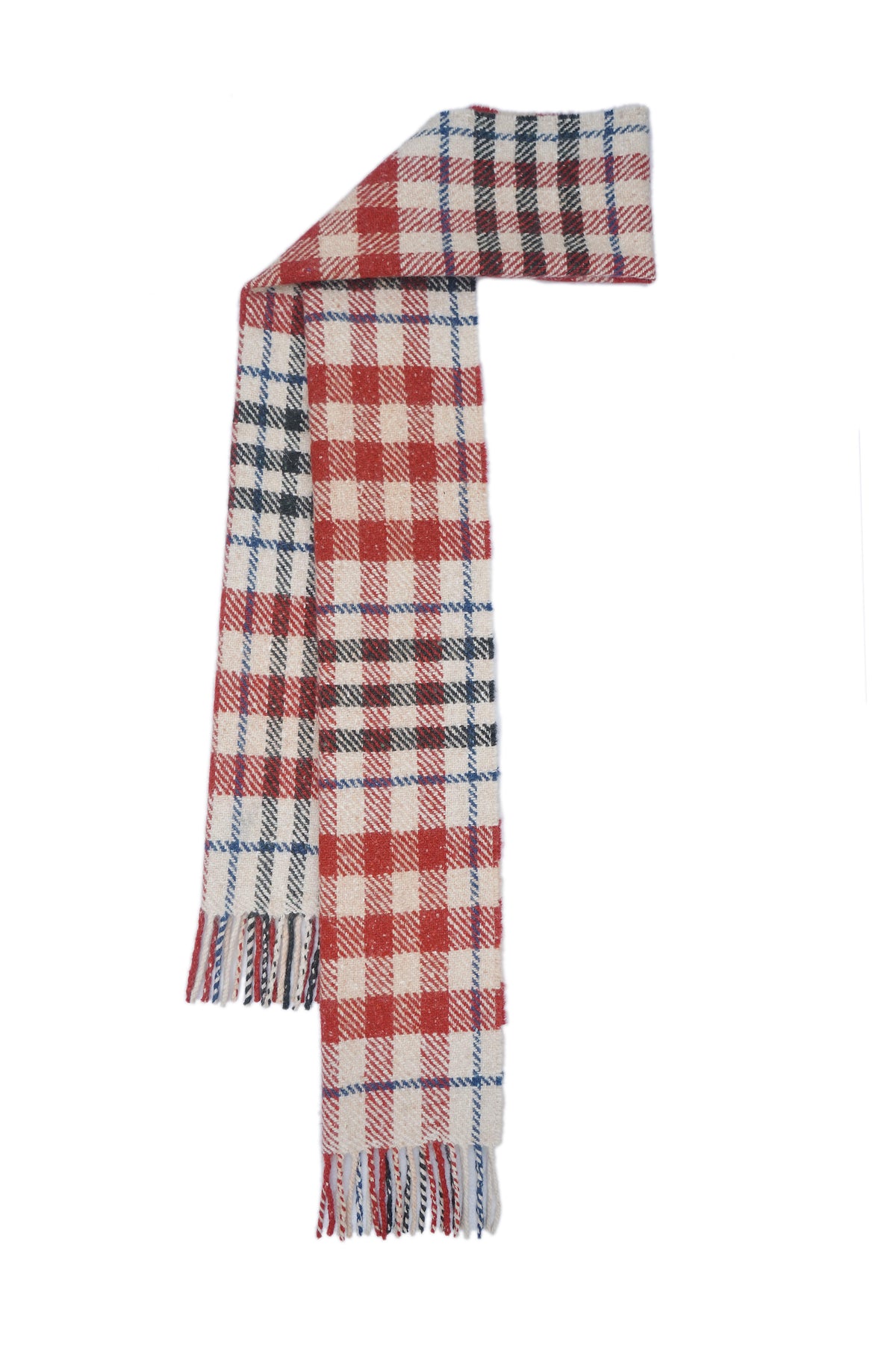 Check Wool Red Scarf