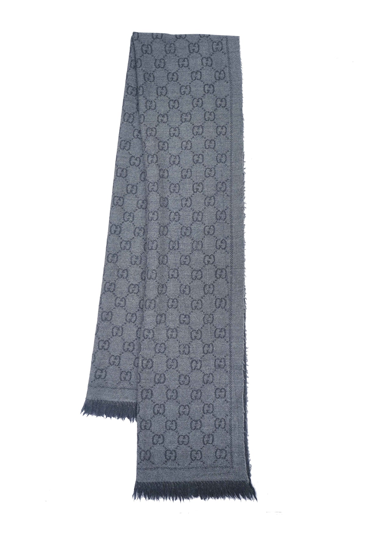 Gucci Pre-Owned Monogram Wool Grey Scarf