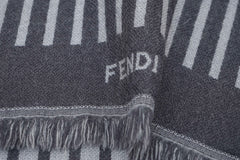 Vintage Striped Wool Grey Scarf