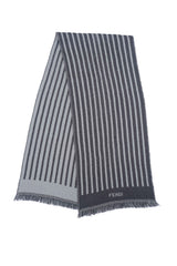 Vintage Striped Wool Grey Scarf