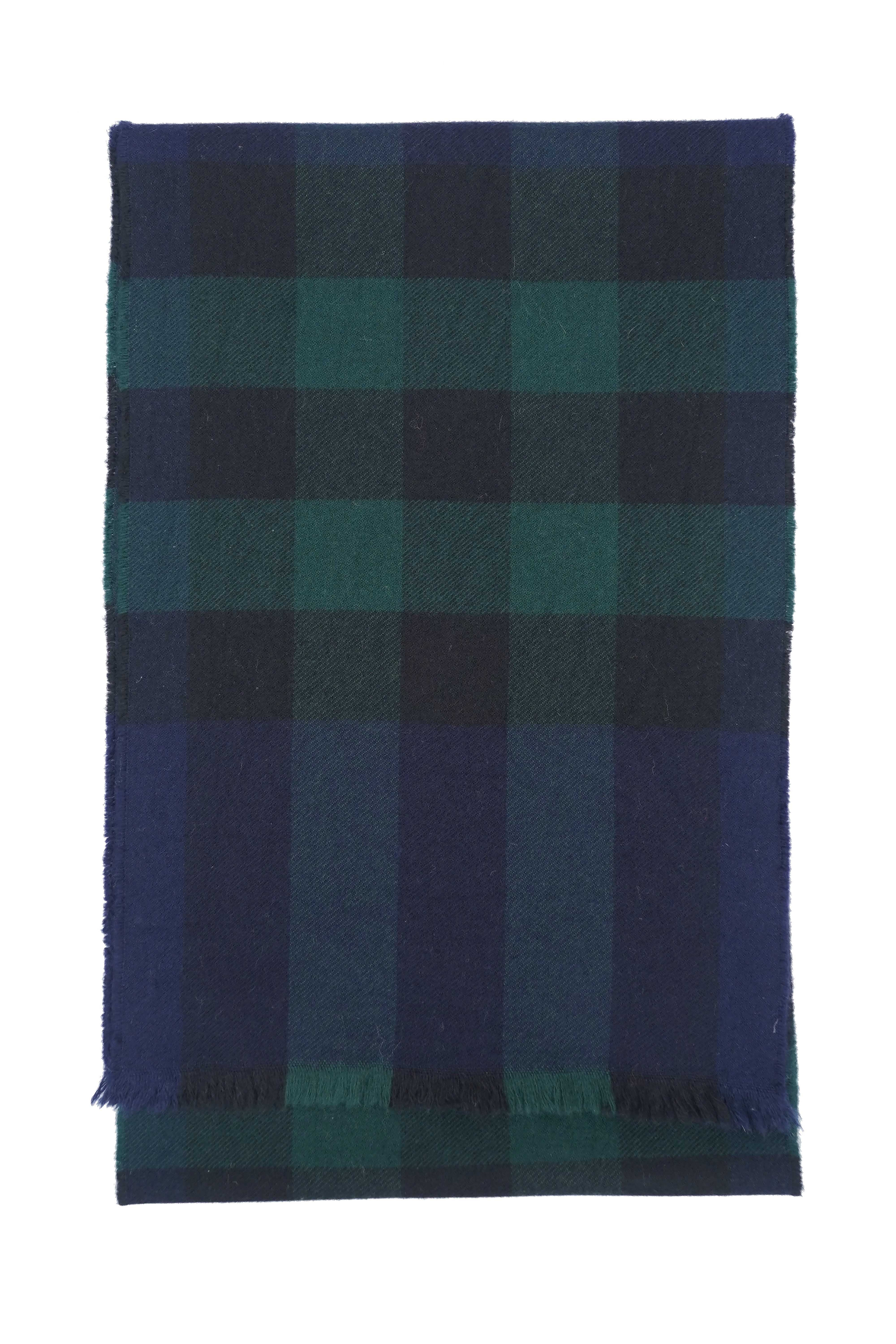 Classic Check Lambswool Blue Scarf