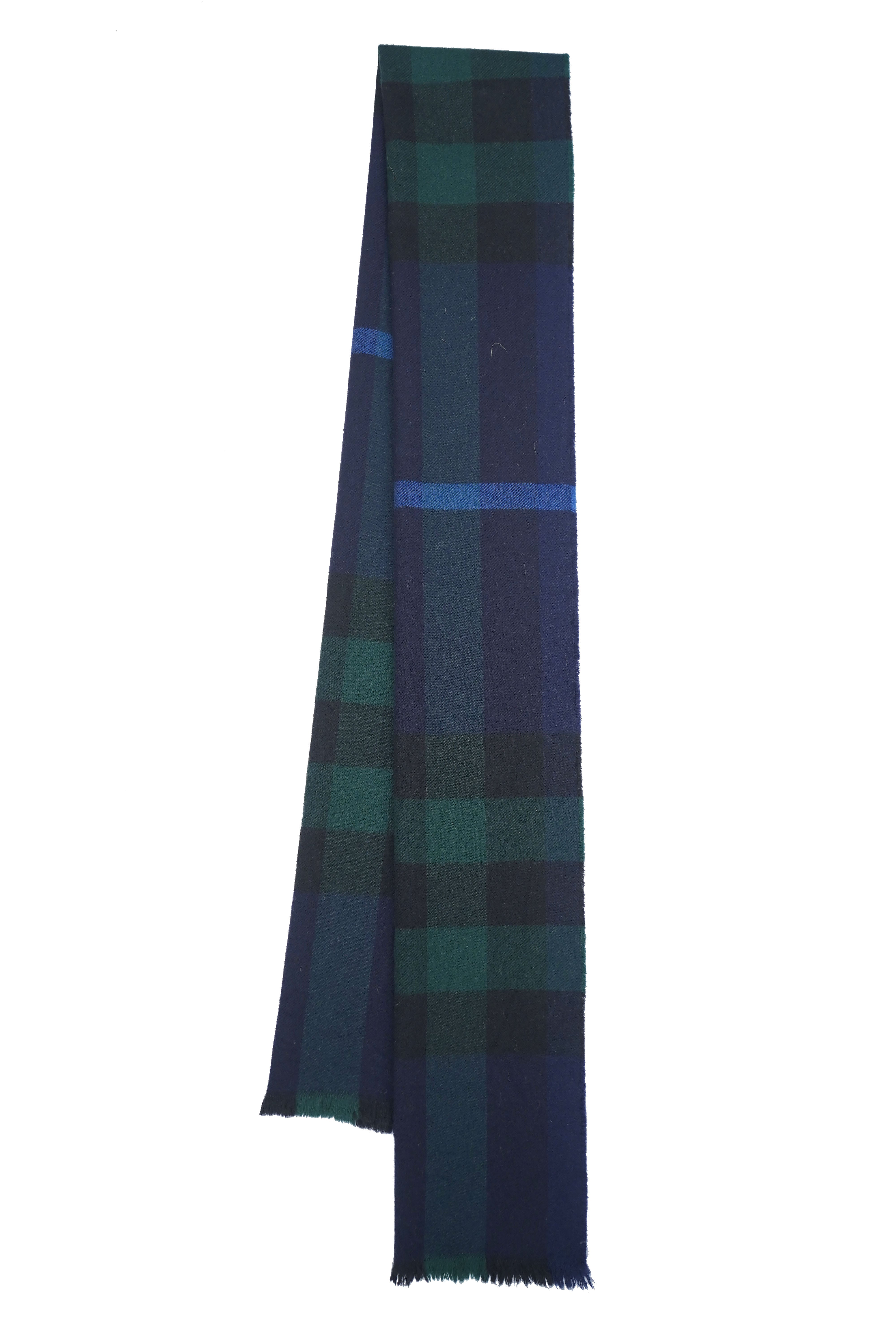 Classic Check Lambswool Blue Scarf