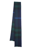 Classic Check Lambswool Blue Scarf