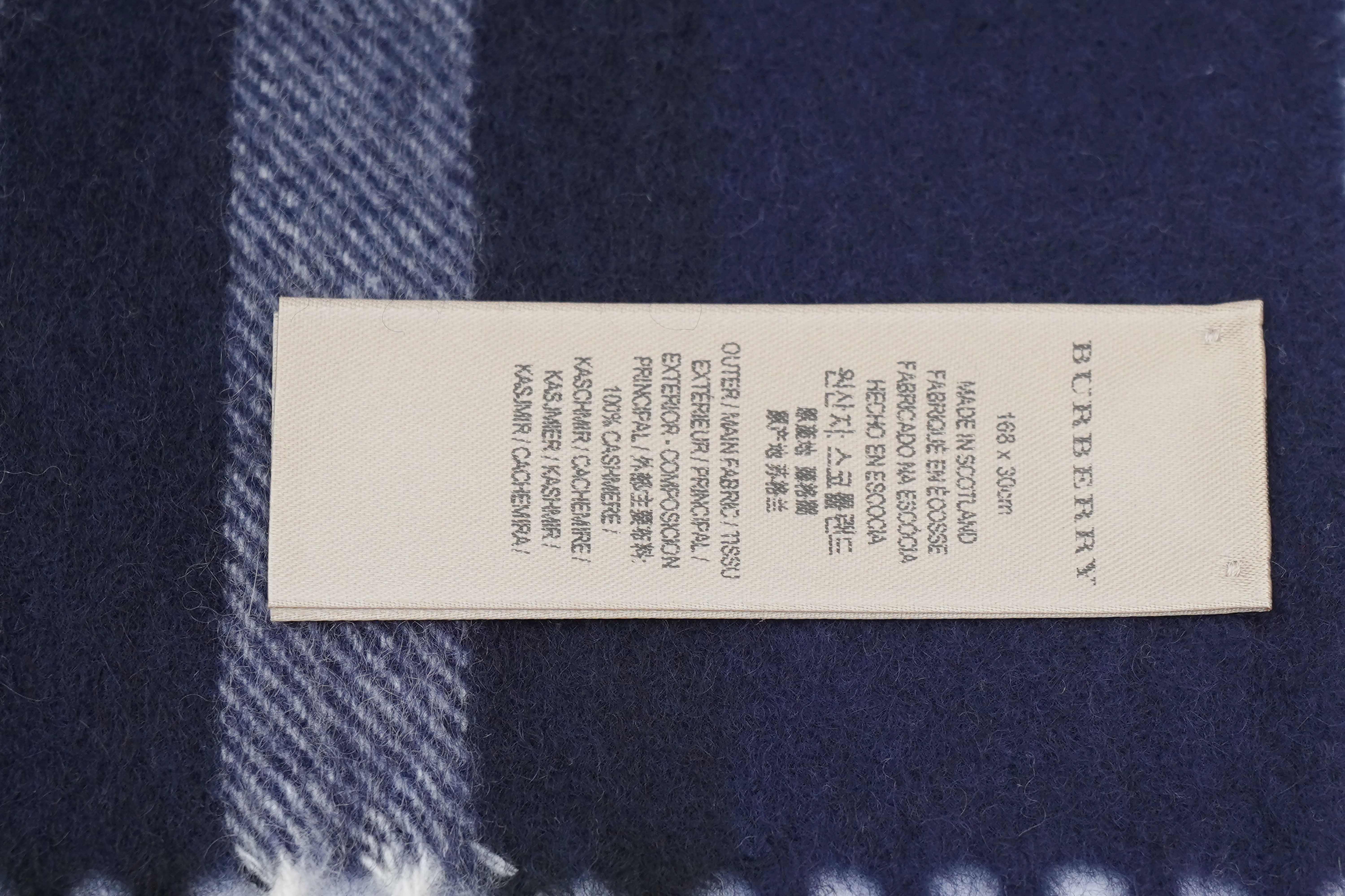 Classic Check Cashmere Blue Scarf