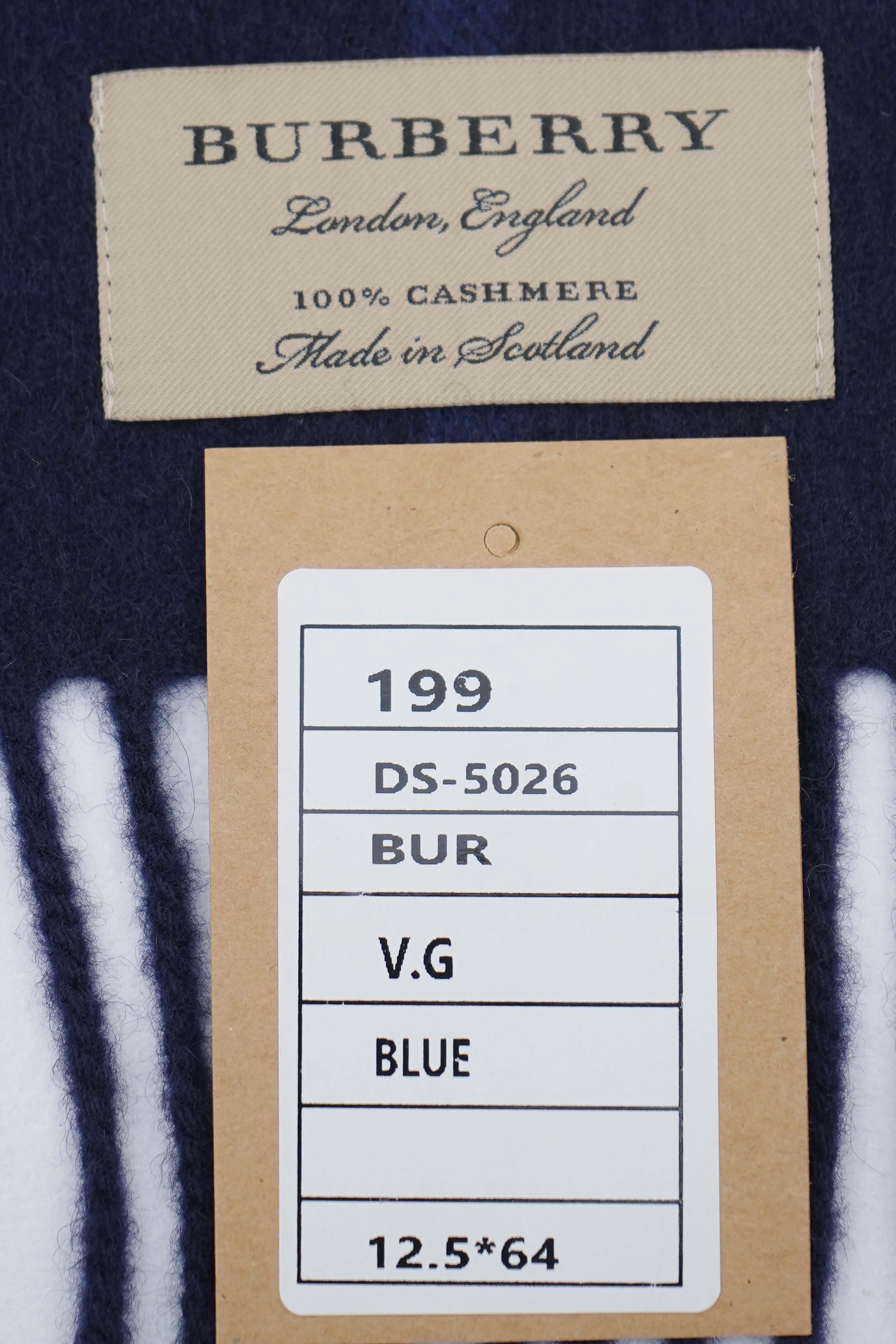 Classic Check Cashmere Blue Scarf