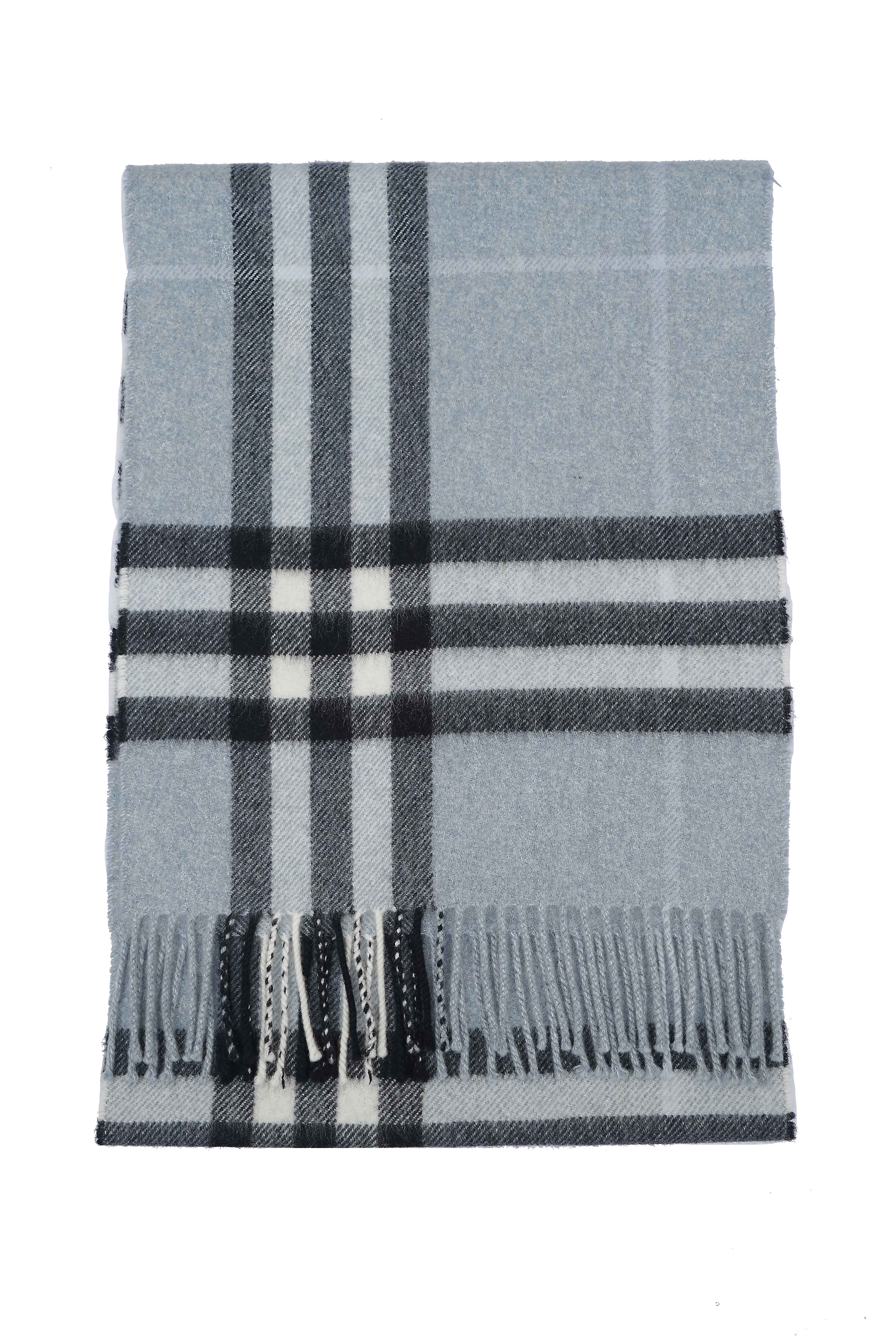 Classic Check Cashmere Sky Blue Scarf