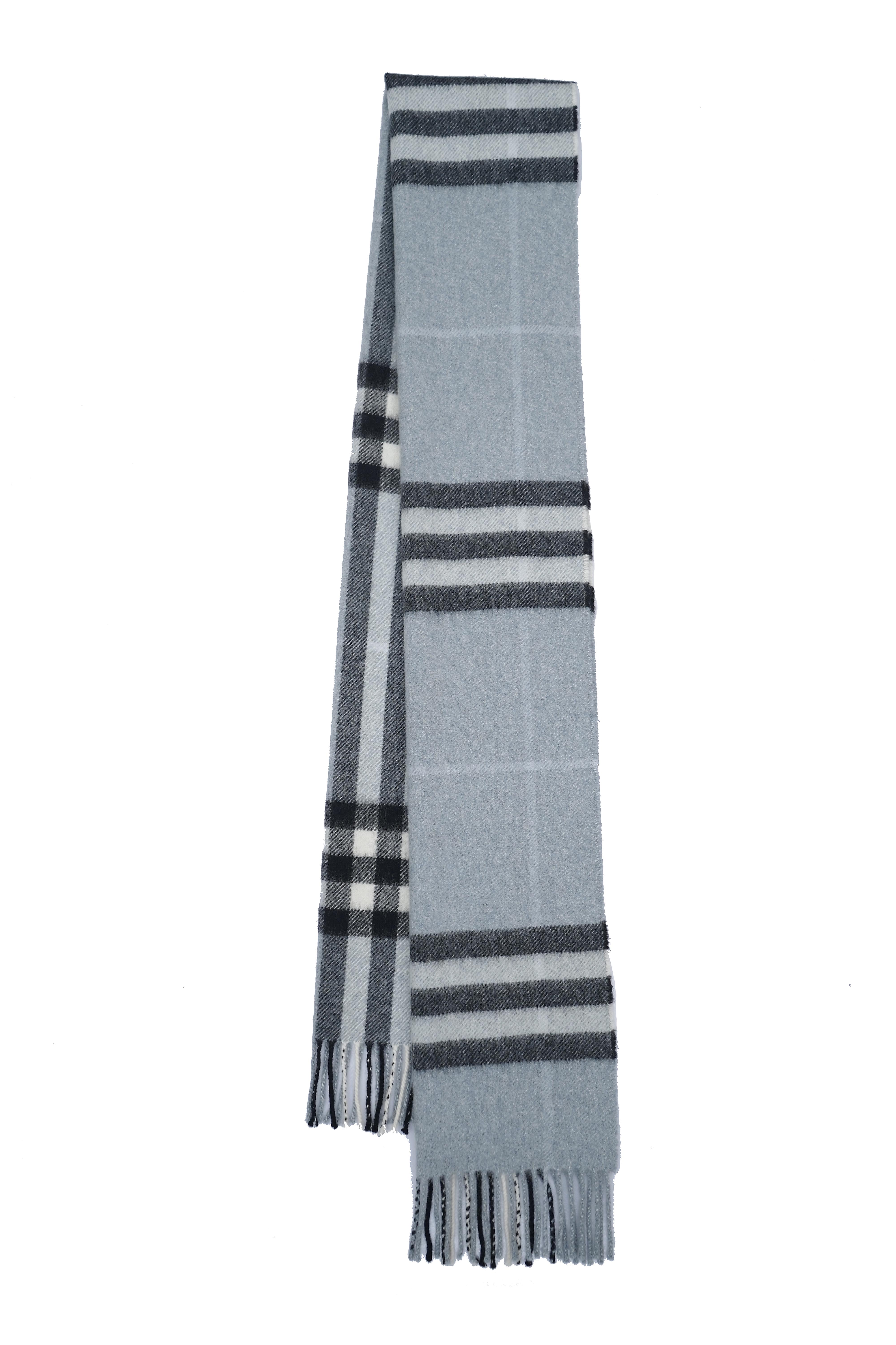 Classic Check Cashmere Sky Blue Scarf