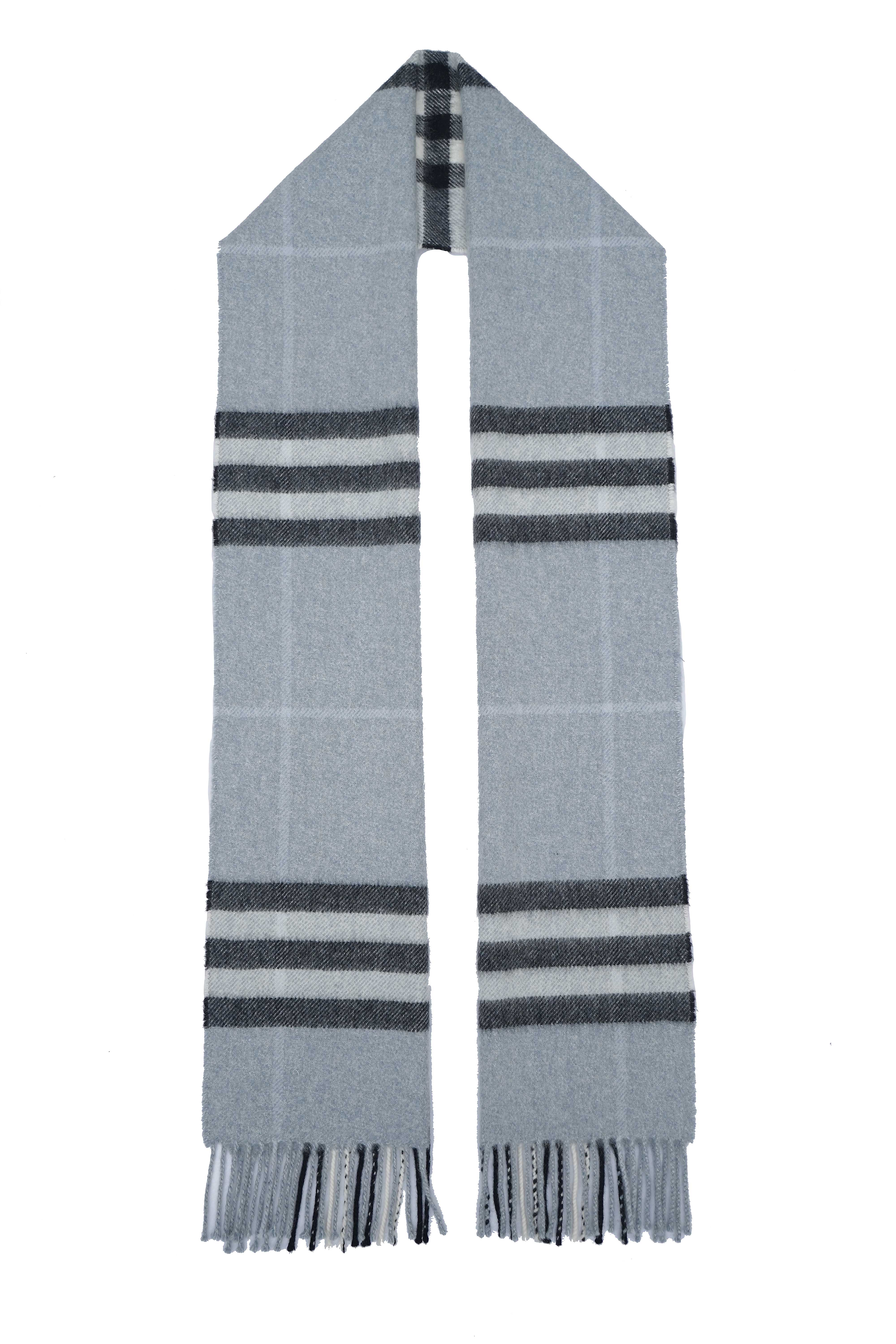 Classic Check Cashmere Sky Blue Scarf