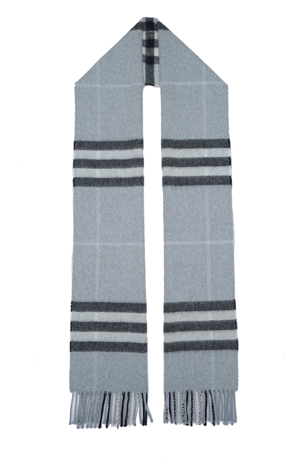 Classic Check Cashmere Sky Blue Scarf