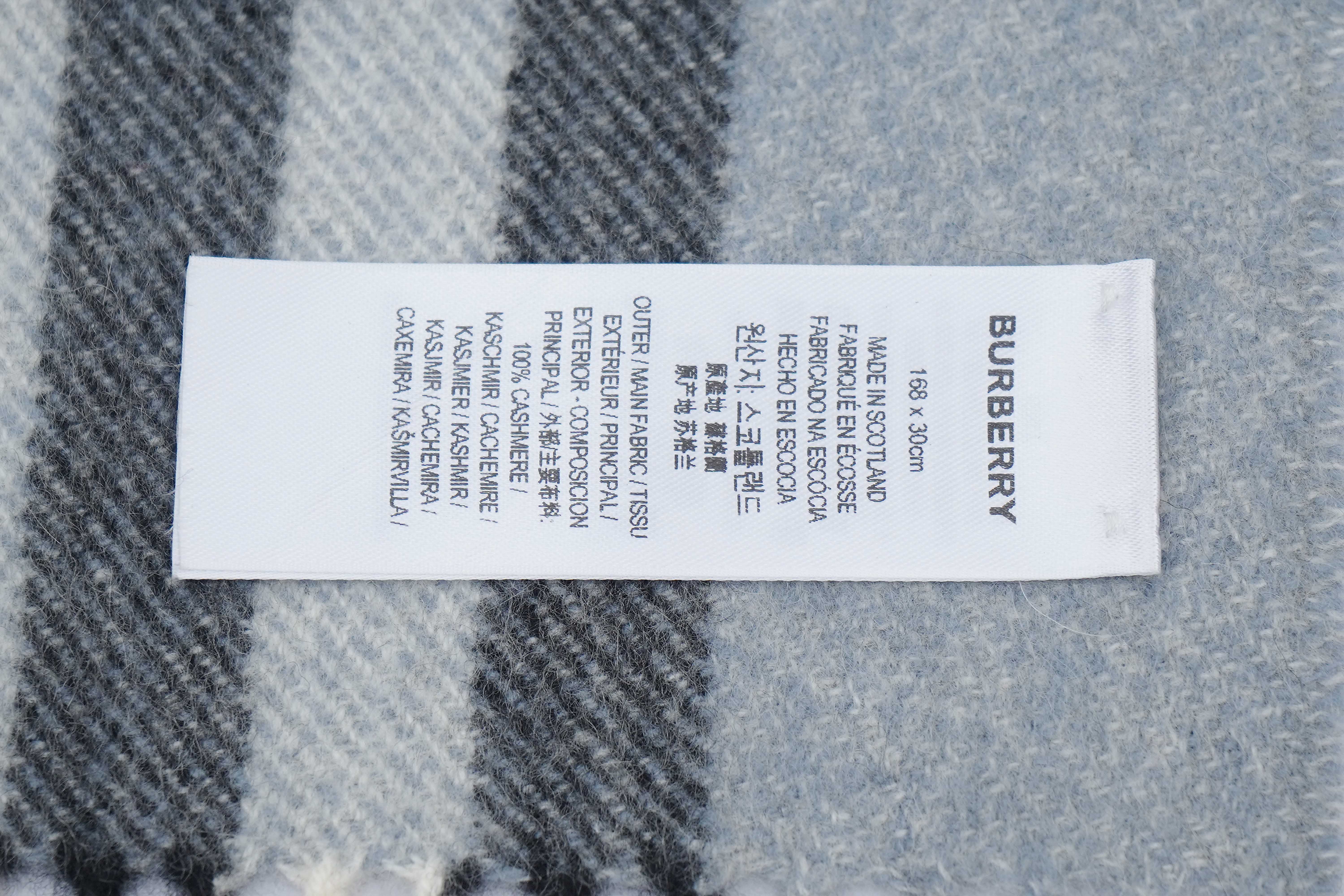 Classic Check Cashmere Sky Blue Scarf