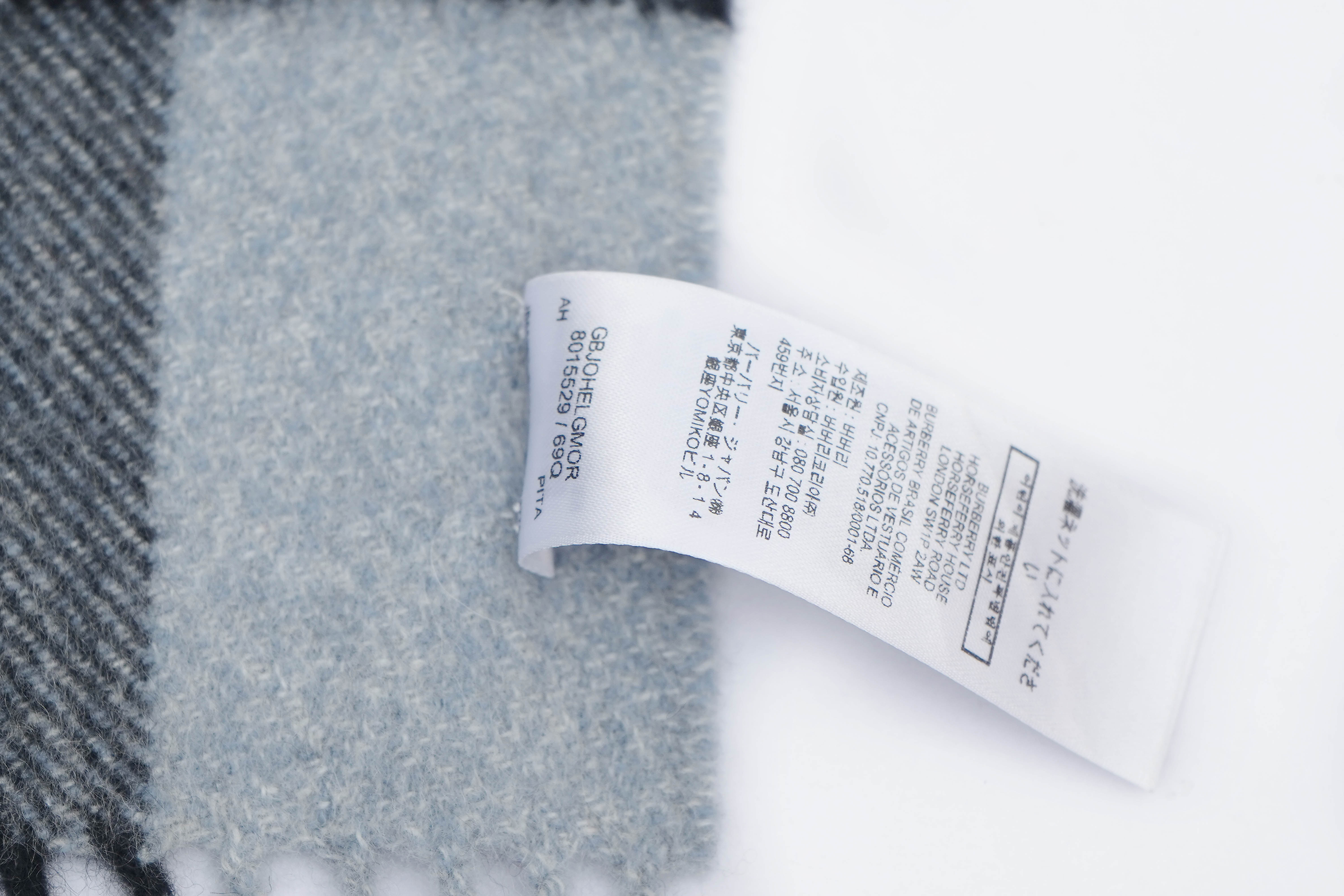 Classic Check Cashmere Sky Blue Scarf