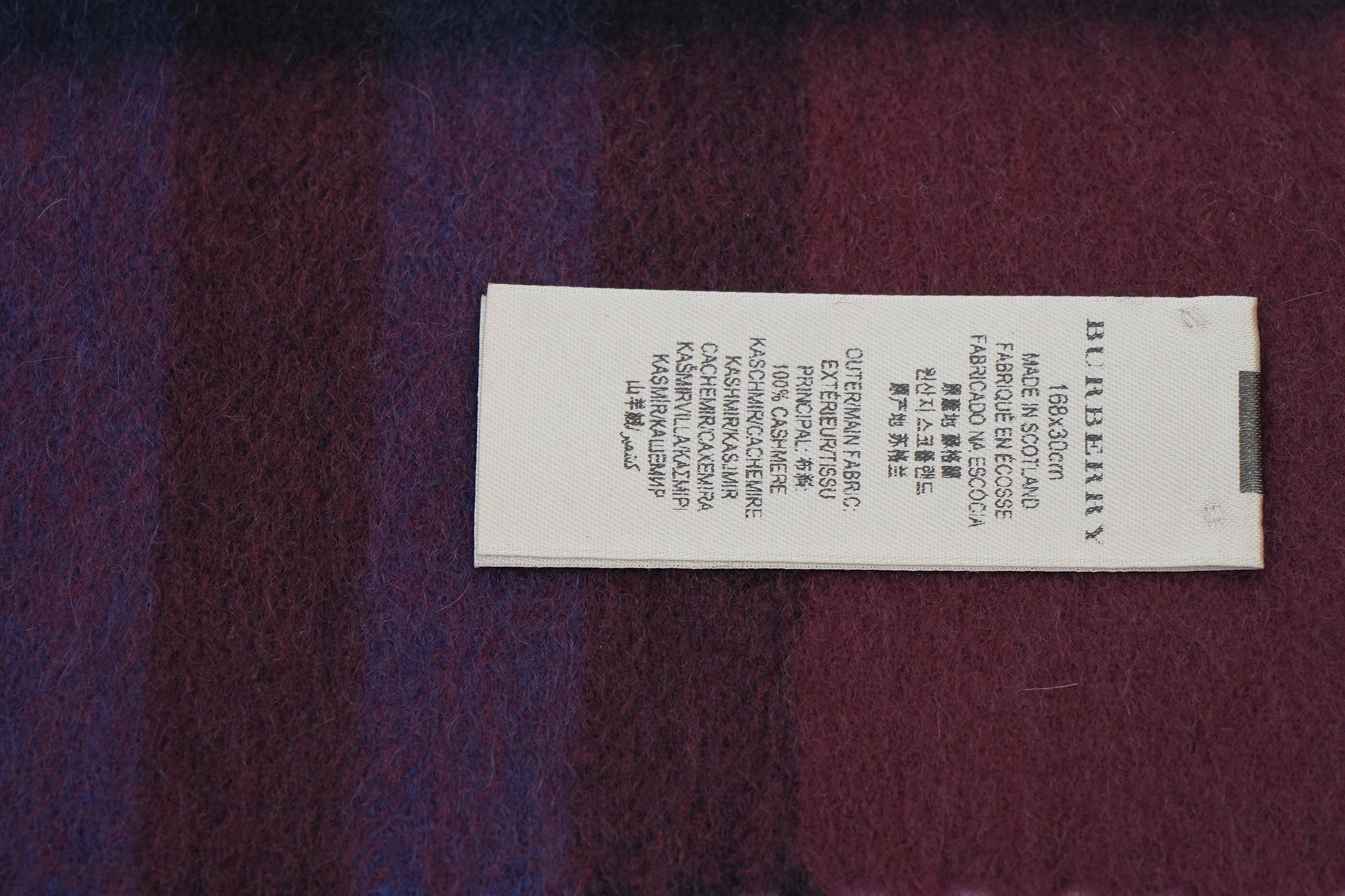 Classic Check Cashmere Burgundy Scarf