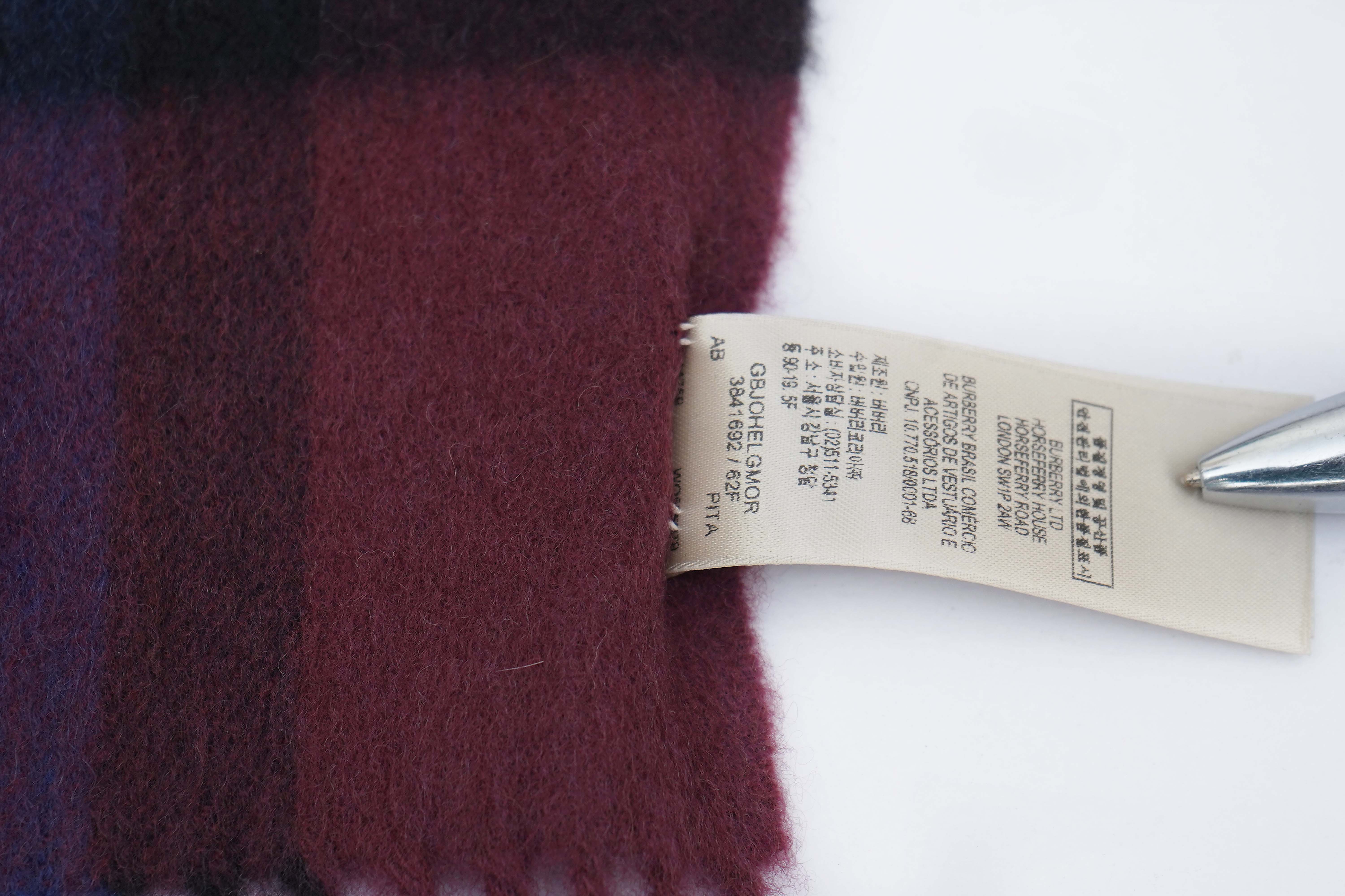 Classic Check Cashmere Burgundy Scarf