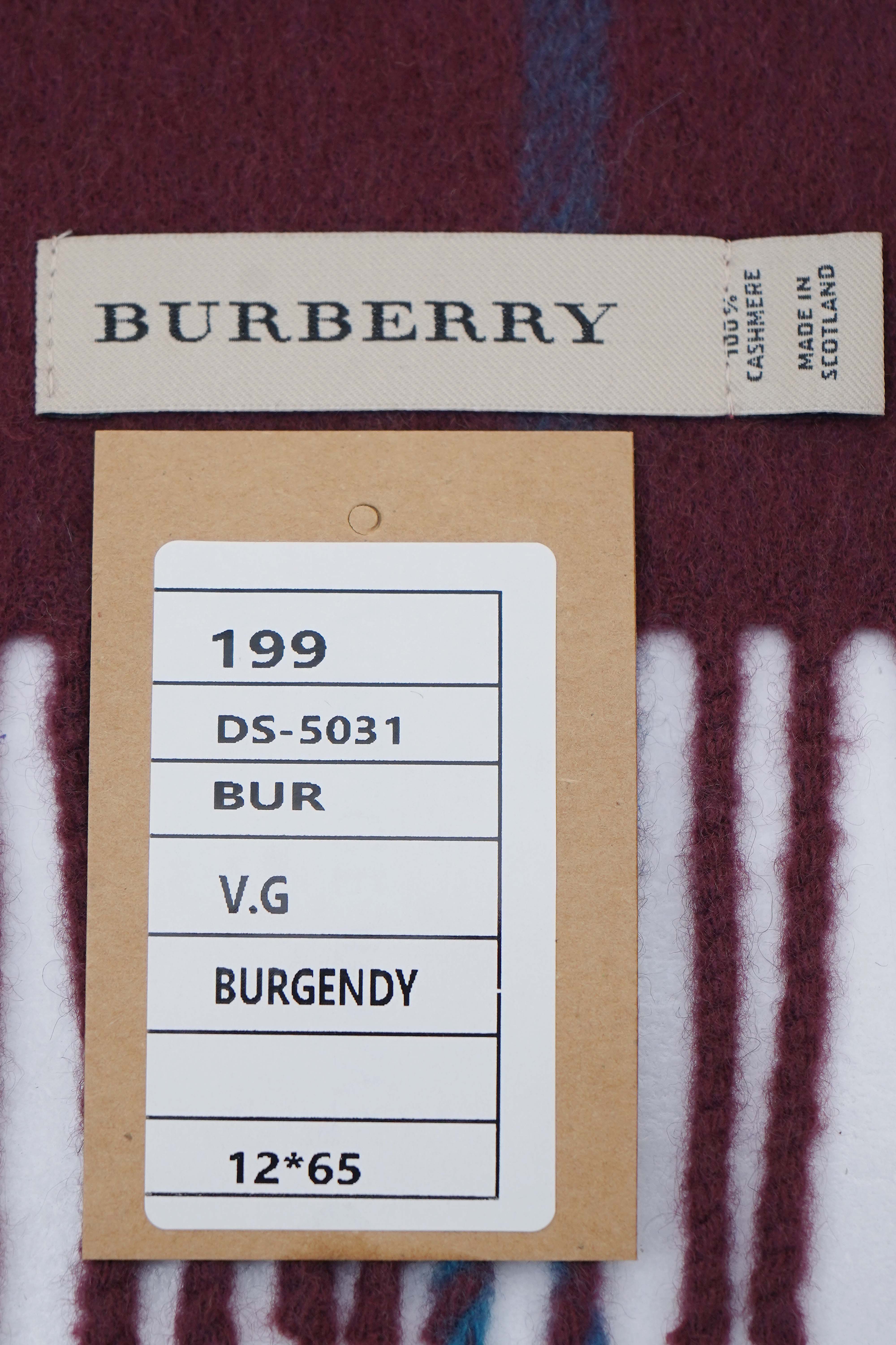 Classic Check Cashmere Burgundy Scarf