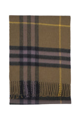 Check Cashmere Military Green Scarf