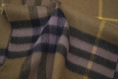 Check Cashmere Military Green Scarf