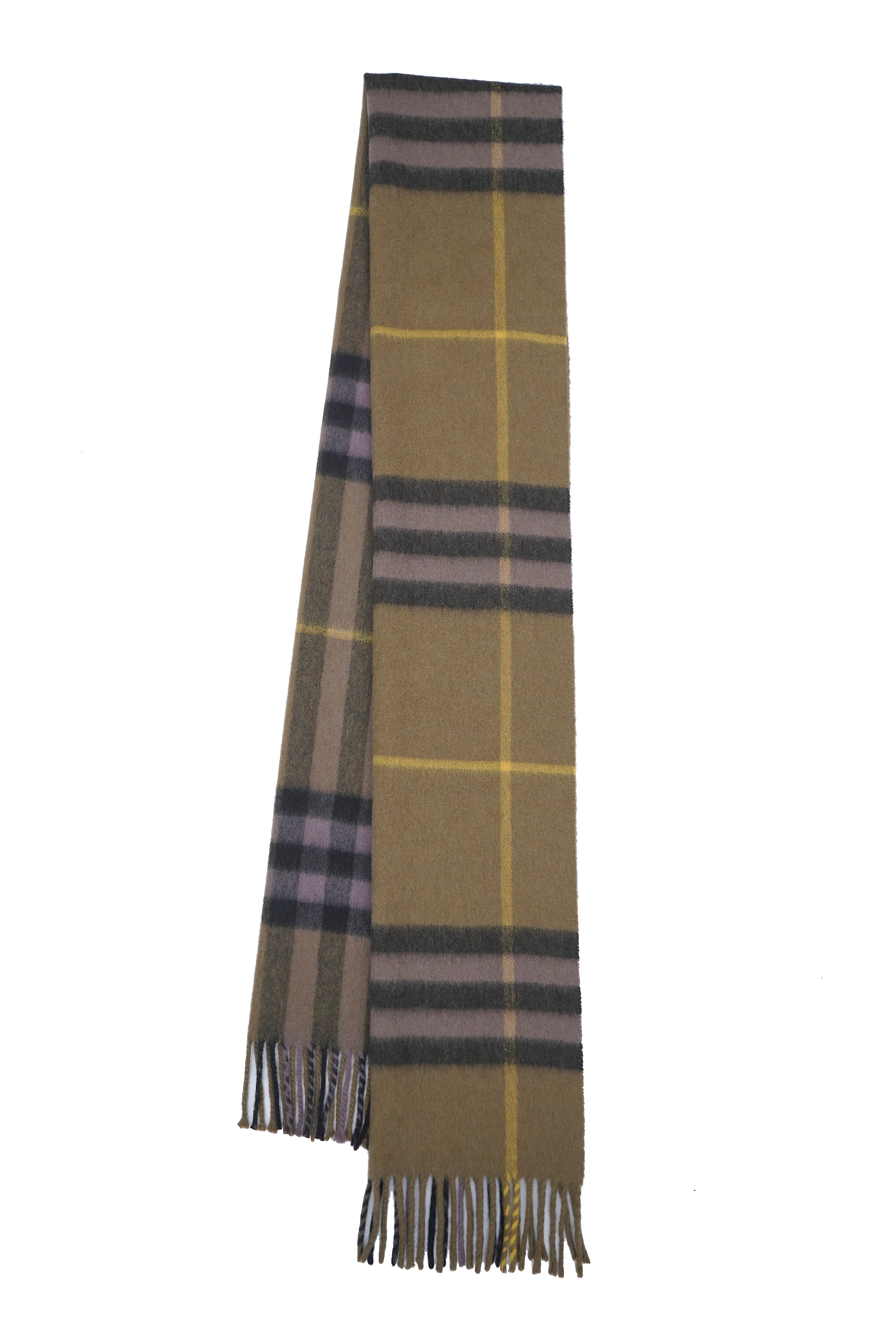 Classic Check Cashmere Military Green Scarf
