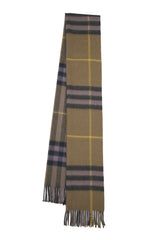 Check Cashmere Military Green Scarf