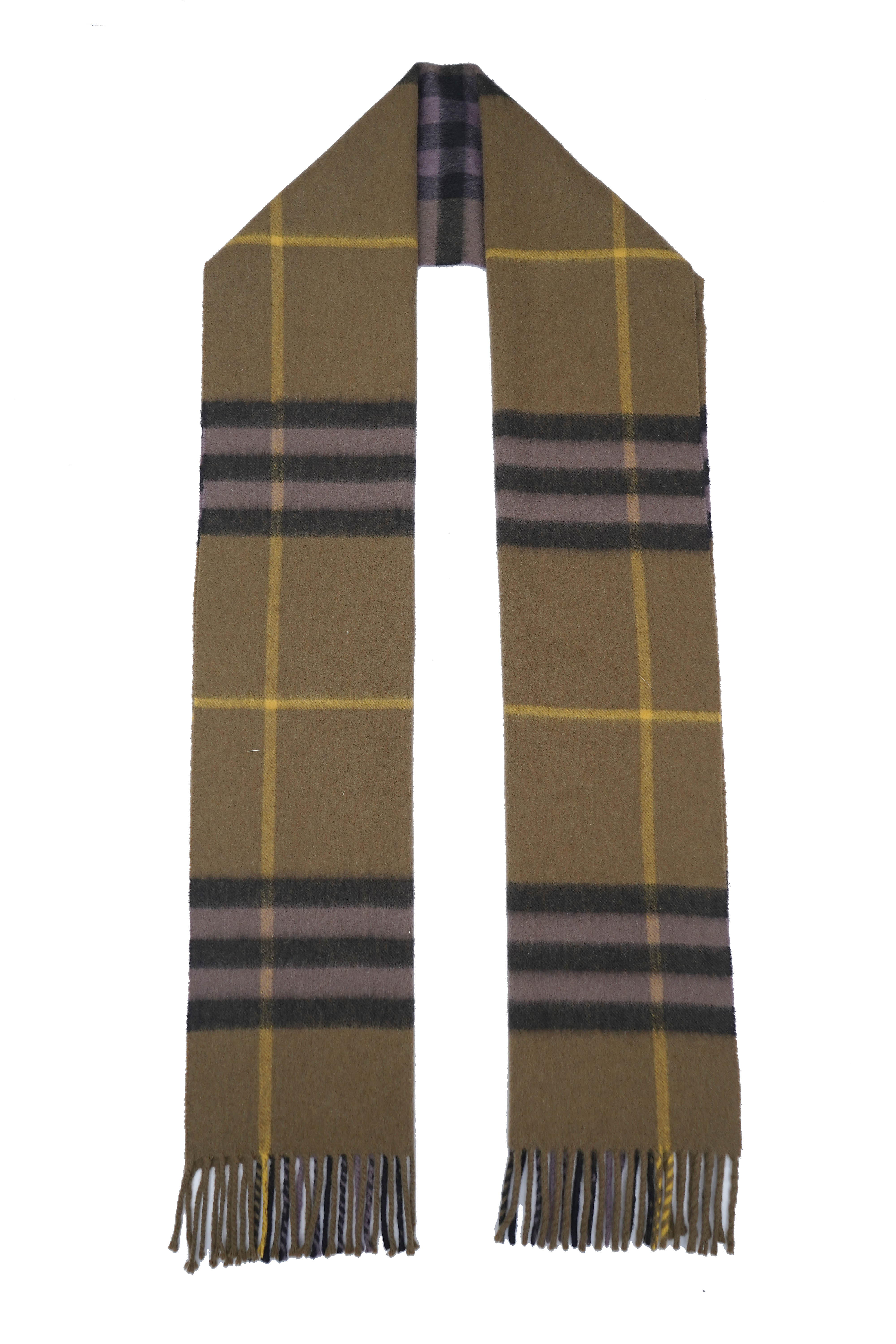 Classic Check Cashmere Military Green Scarf