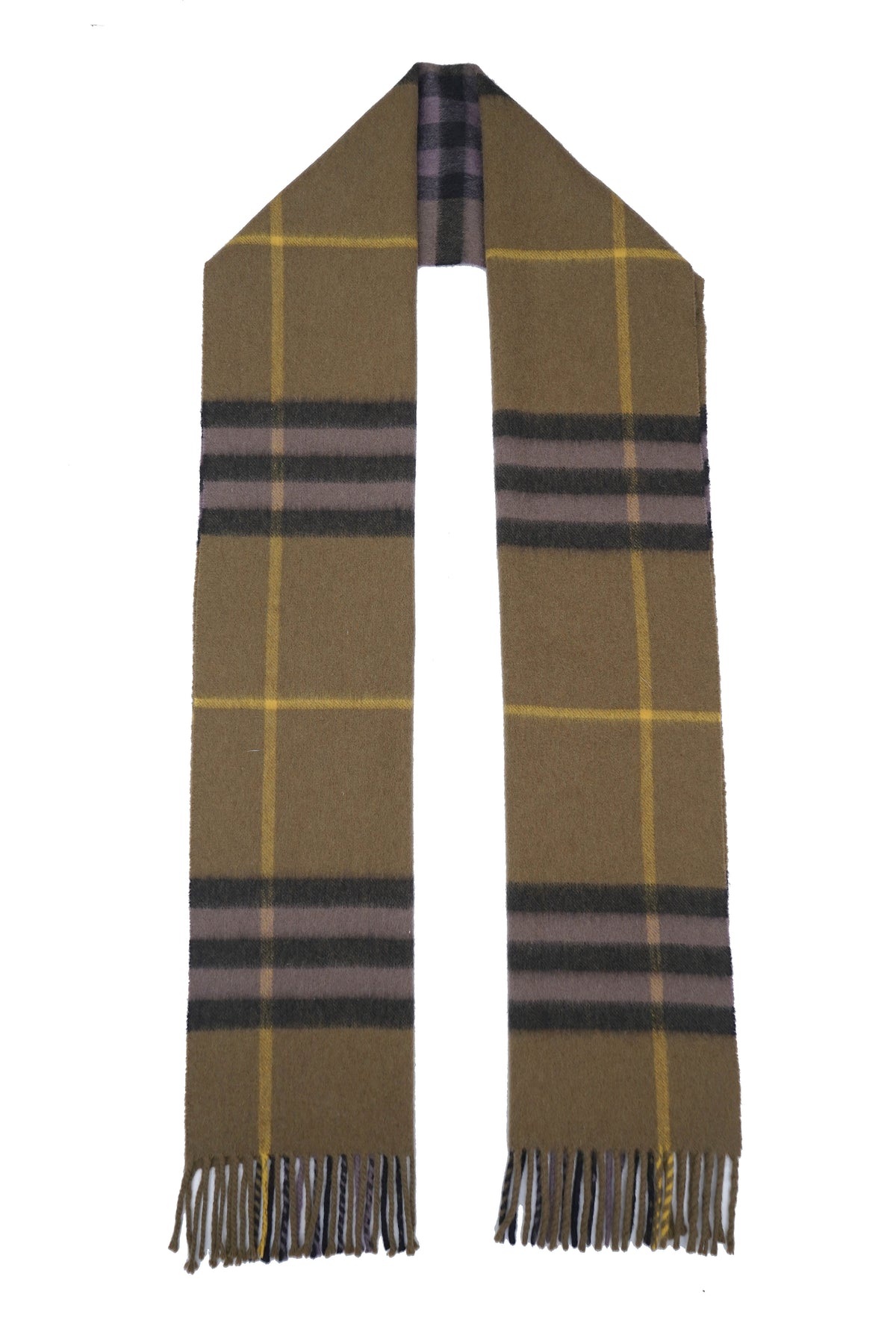 Classic Check Cashmere Military Green Scarf