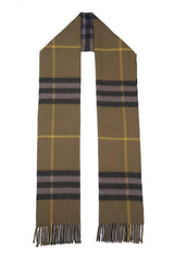 Check Cashmere Military Green Scarf